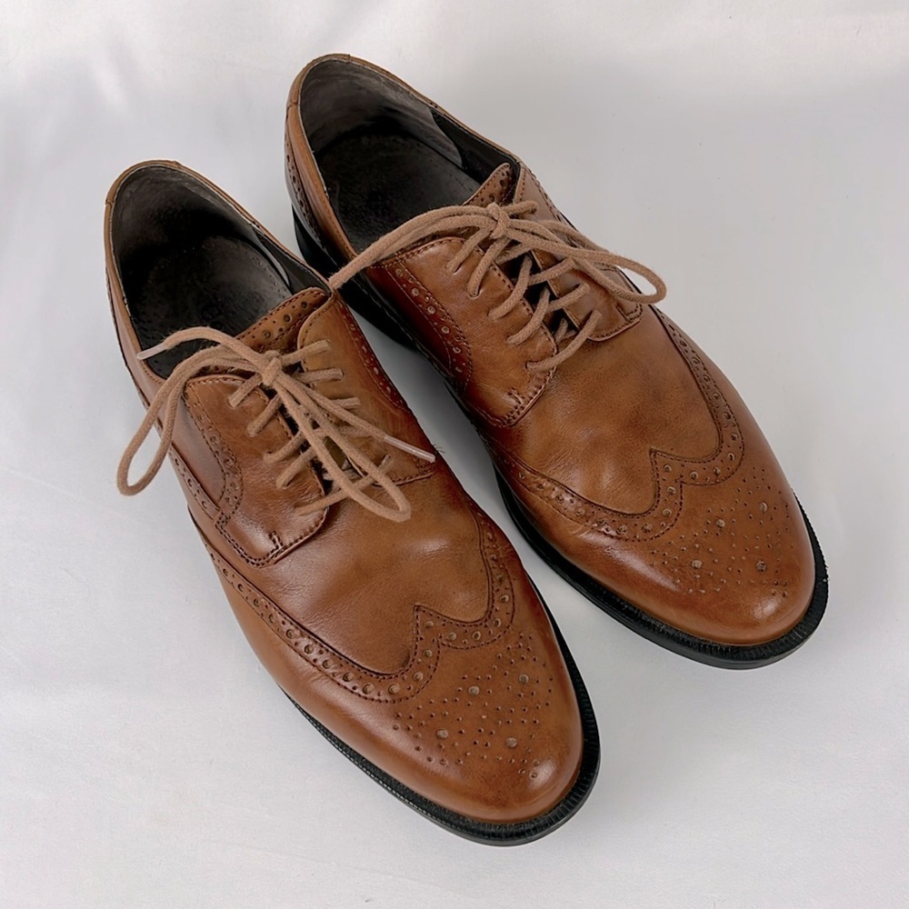 COLE HAAN Men Collen Wing Tip II British Tan Brown Oxford C12489 SZ 9.5